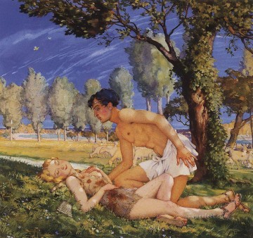 illustration to the novel daphnis and chloe 4 Konstantin Somov sexual naked nude Oil Paintings